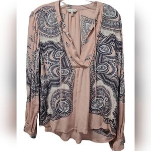 Lucky medium women's top pink with black design. Bo ho